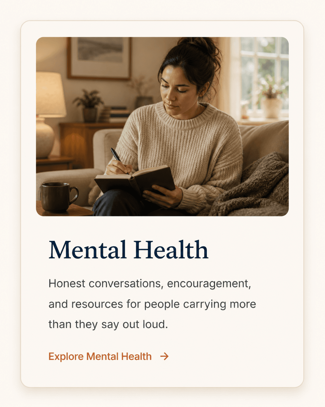 Mental Health and Resilience. Honest words and resources for anyone carrying weight quietly. Education and conversation first.