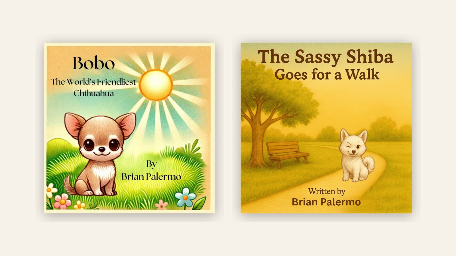 Bobo and Kyra picture books on a wooden surface